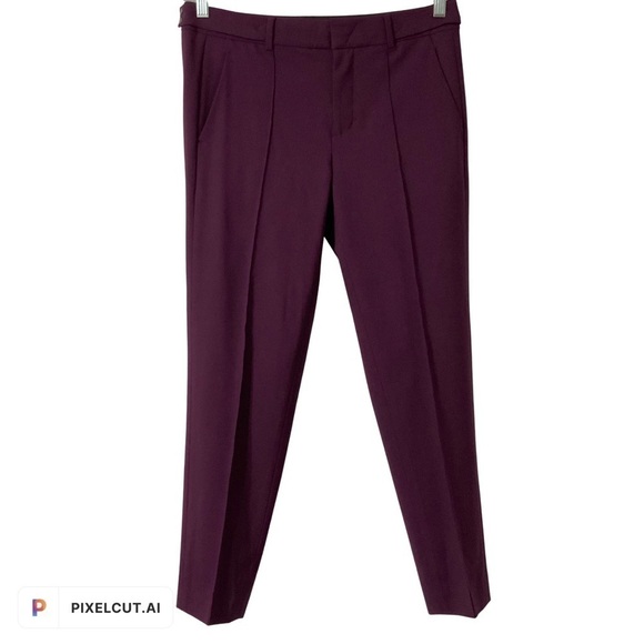 Vince Front Seam Ponte Pants Stretch Ankle Cropped Wool Blend Plum Size 4 - Picture 1 of 5